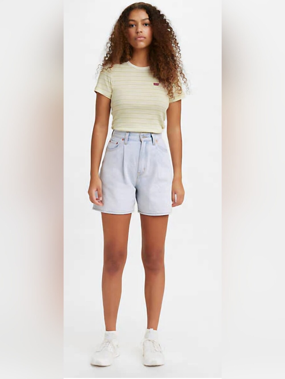 Levi's Ribcage High Rise Pleated Shorts 29 In Light Blue - Picture 2 of 16